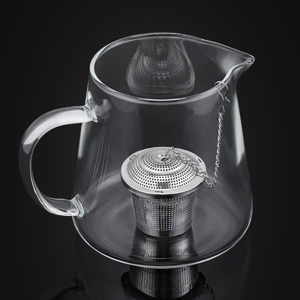 Tesett i 5 deler med infusjonsglass og skje i rustfritt stål i sølv - for god te hjemme eller på farten