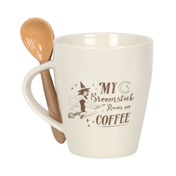 Something Different My Broomstick Runs On Coffee Mug & Spoon Set Off White/Beige One Size