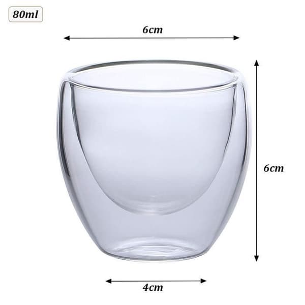 Set med 6 kaffekoppar 80 ml - dubbelväggiga espressoglas för varmt te, espresso, dryck
