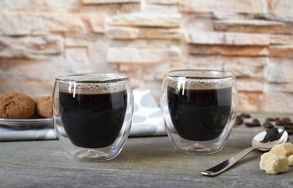 Set med 6 kaffekoppar 80 ml - dubbelväggiga espressoglas för varmt te, espresso, dryck