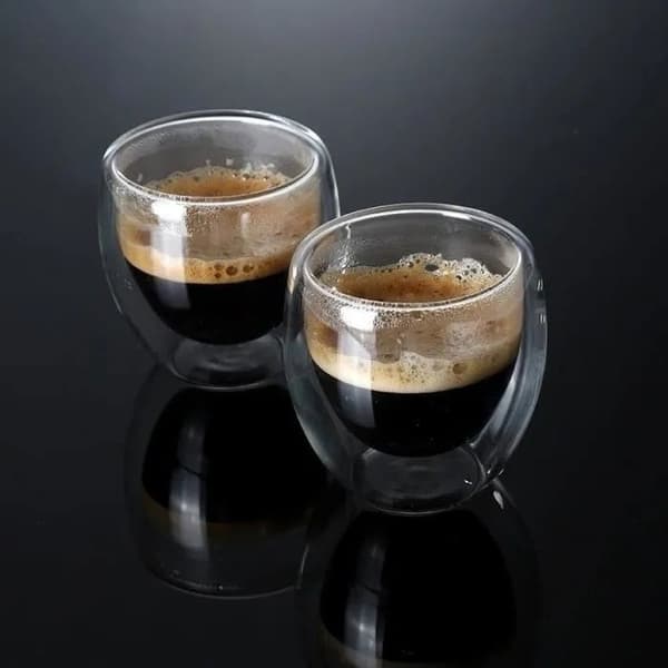 Set med 6 kaffekoppar 80 ml - dubbelväggiga espressoglas för varmt te, espresso, dryck