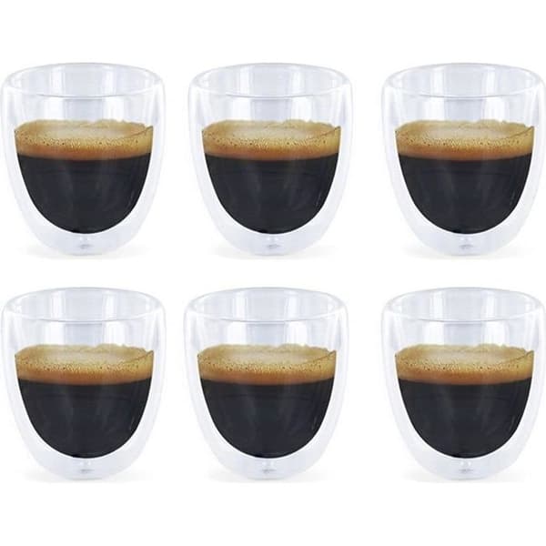 Espressoglasögon - Design - Dubbelvägg - 6 delar - Glas - Tål diskmaskin