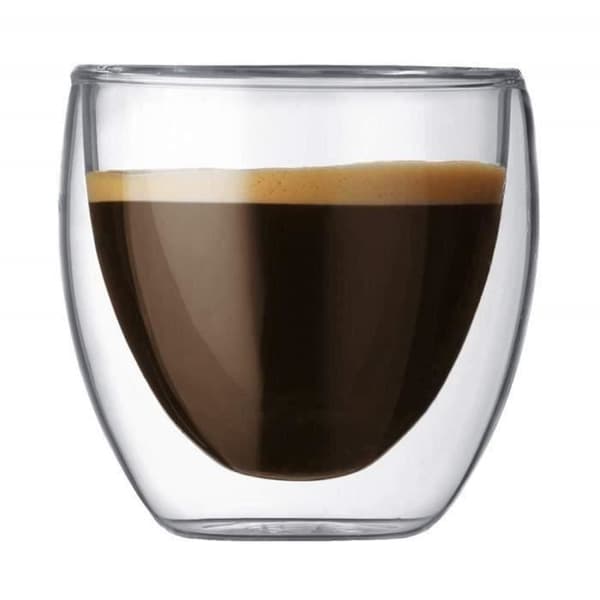 Kaffekopp - Glas - Set om 6 - 80ml - Dubbelvägg - Anti-skållning