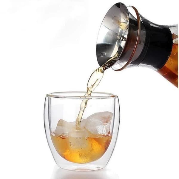 Kaffekopp - Glas - Set om 6 - 80ml - Dubbelvägg - Anti-skållning