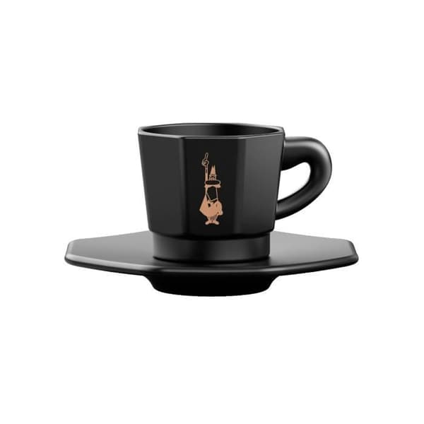 BIALETTI OCTAGONAL KOPPAR, SET MED 4 KOPPAR, MATT SVART OCH ROSA GULD, 75 M