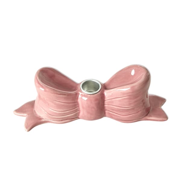 Stor Sløjfe Keramik Lysestage - Pink / På vej til lager
