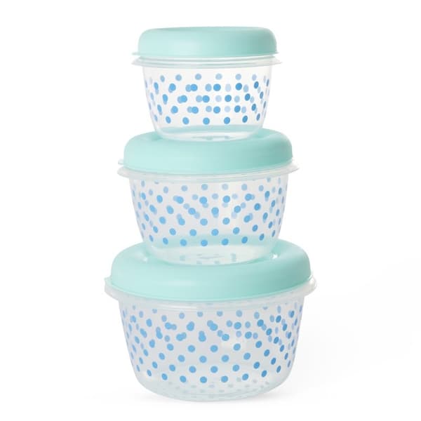 Runde Madopbevaring - Mint - Dots Print - 3-sæt / På vej til lager