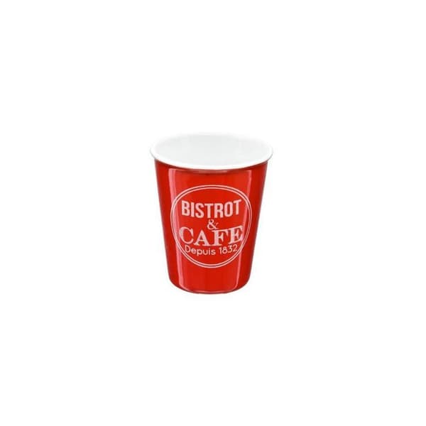 6 BISTROT KAFFEKOPP 7 X 5 CM 11 CL RÖD SVART GRÅ VIT KÖKSFATER