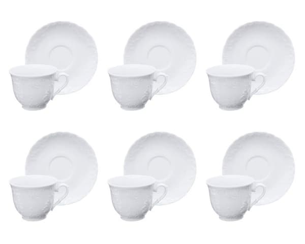 Excelsa - 60458Bianco - molecuisine Set med tekoppar med fat 6 enheter. Elisa Rococo '21 cl vit'