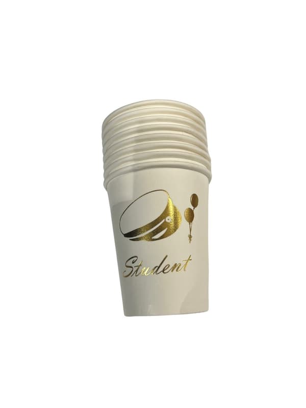Mugg Student Vit/Guld 8-pack