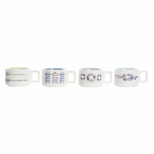 Set med kaffekoppar DKD Home Decor Flerfärgad Dolomit (260 ml)