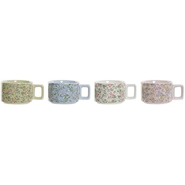 Kaffekoppar - DKD HOME DECOR - Set med 4 - Flerfärgad - Dolomit - 260 ml