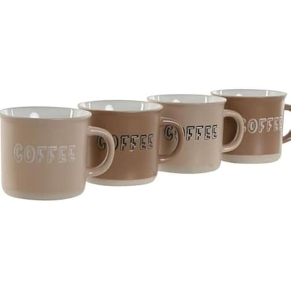 Kaffekoppset - HOME ESPRIT - Brun - Stengods - 4 delar - 180 ml