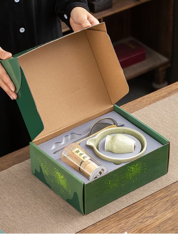 Matcha-te af keramik, inklusive matcha-skål og matcha-piskeris, sæt med 5 dele