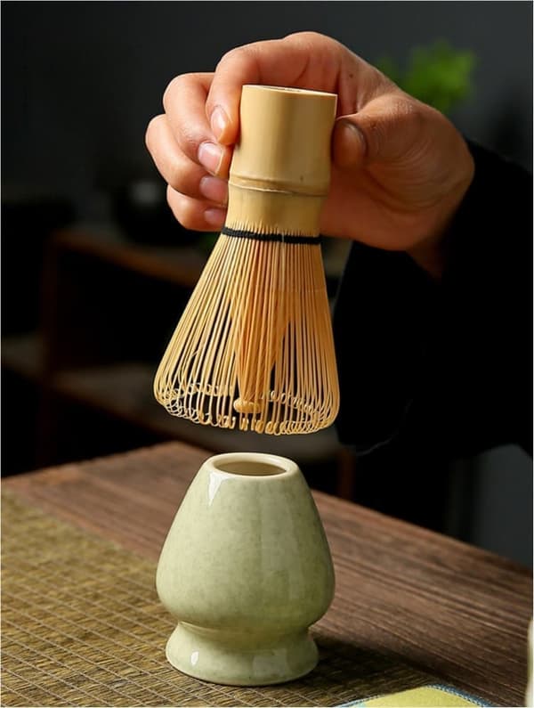 Matcha-te af keramik, inklusive matcha-skål og matcha-piskeris, sæt med 5 dele