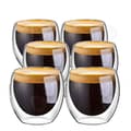 Miniatyrbild 1 av 4: C Cup 6 pac 80ml espresso kaffekopp espressoglasset kaffekoppar dubbelvägg transparent teglas Isoleringsglas a vi
