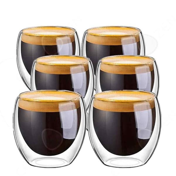 C Cup 6 pac 80ml espresso kaffekopp espressoglasset kaffekoppar dubbelvägg transparent teglas Isoleringsglas a vi