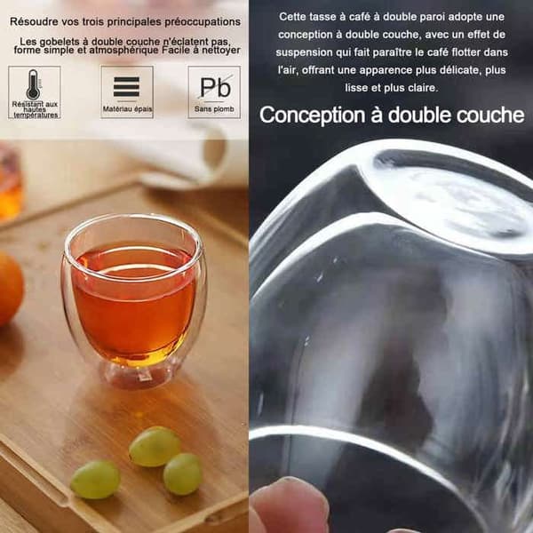 Set med 6 glas kaffe-espresso-espressokopp-80 ml, set-dubbelvägg kaffekoppar, original espressokopp. - LIA15206