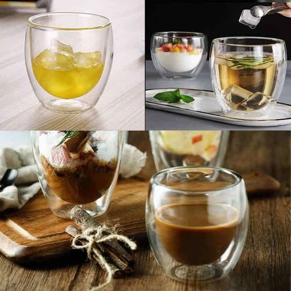 Set med 6 glas kaffe-espresso-espressokopp-80 ml, set-dubbelvägg kaffekoppar, original espressokopp. - LIA15206