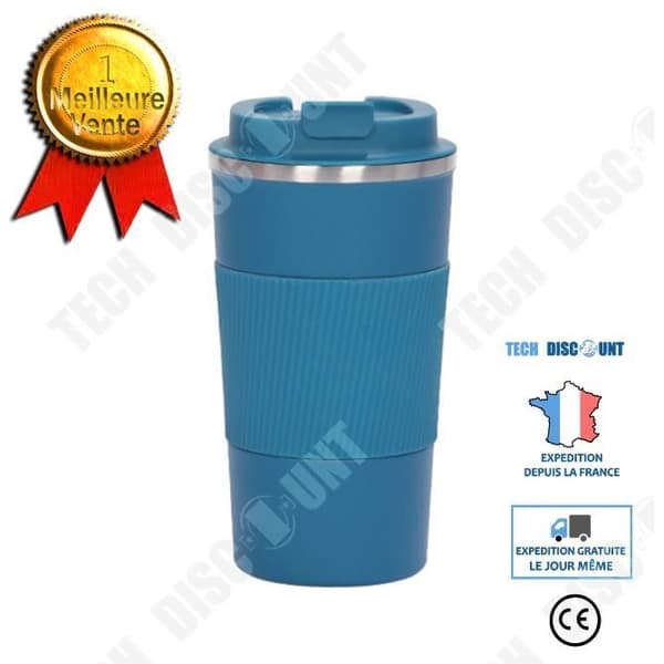 Kaffemugg - TEKNISK RABATT - Rostfritt stål - 380 ml - Blå färg - Portabel