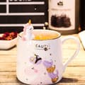 Miniatyrbild 3 av 4: TD® Cute Girl Unicorn Keramiska Frukostmugg för par med skedlock