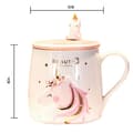 Miniatyrbild 4 av 4: TD® Cute Girl Unicorn Keramiska Frukostmugg för par med skedlock