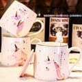 Miniatyrbild 2 av 4: TD® Cute Girl Unicorn Keramiska Frukostmugg för par med skedlock