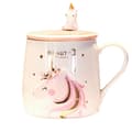 Miniatyrbild 1 av 4: TD® Cute Girl Unicorn Keramiska Frukostmugg för par med skedlock