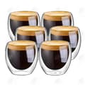 Miniatyrbild 1 av 4: HTBE® 80 ml kaffekopp dubbel lager kapacitet varmt klart glas servera te hushållsbruk robusta och hållbara tekoppar paket med 6