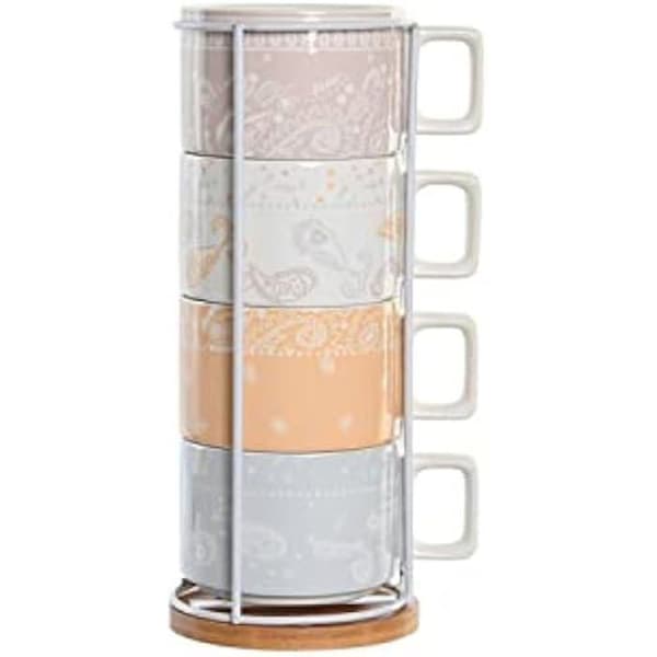 Kaffekoppset - DKD HOME DECOR - Metall och bambu - 4 delar - Blandade färger - Modern stil
