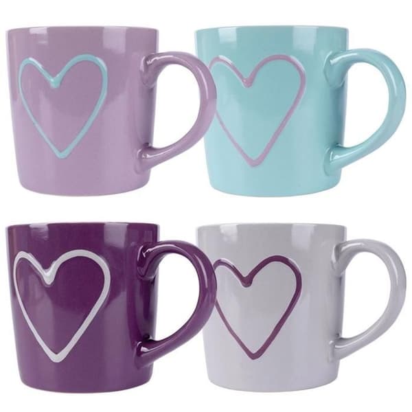STORA FÄRGADE KOPPAR SET MED 4 KOPPAR KOPP FÖR ATT DRICKA KAFFE, TE, ÖRTER 600 ML