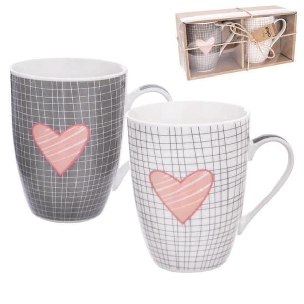 PORSLINSMUGGAR SET MED MUGGAR FÖR ATT DRICKA KAFFE, TE OCH ÖRTER 350ML 2ST.