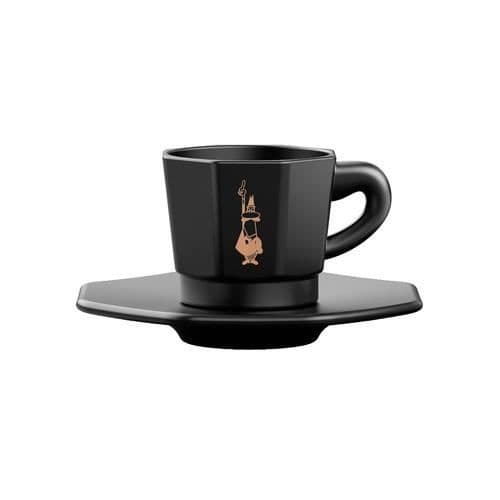 BIALETTI OCTAGONAL KOPPAR, SET MED 4 KOPPAR, MATT SVART OCH ROSA GULD, 75 M
