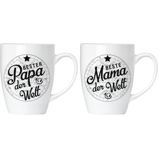 Presentförpackning - BRUBAKER - 2 Muggar - Keramik - 300 ml - Mikrovågsugn och diskmaskinssäker