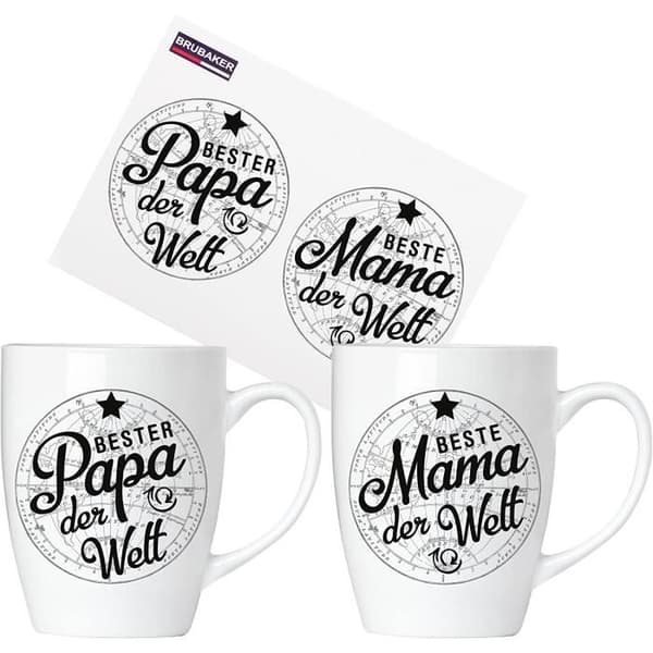 Presentförpackning - BRUBAKER - 2 Muggar - Keramik - 300 ml - Mikrovågsugn och diskmaskinssäker