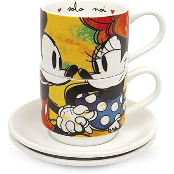 Kaffeservice - EGAN - Mickey Mouse - 2 stapelbara koppar - Porslin - Flerfärgad