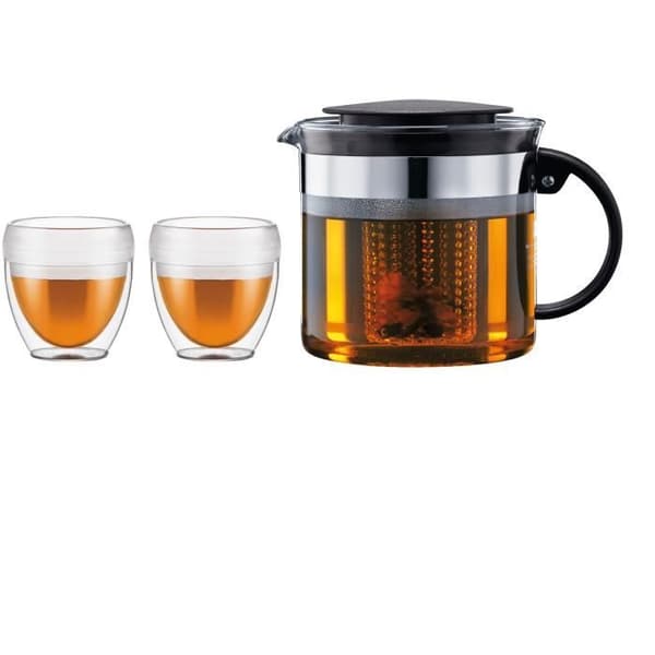 Suodatinteekannu - BODUM - BISTRO SET - 1,0 l muovia + 2 kaksiseinäistä kuppia 0,25 l