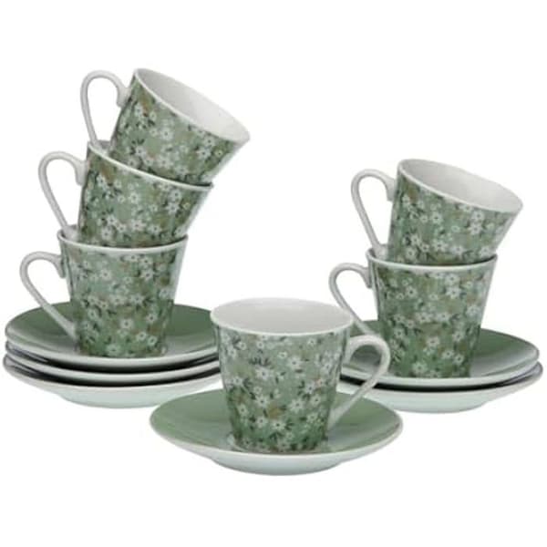 Kaffekoppar - VERSA - Set om 6 - Porslin - Flerfärgad - Tål diskmaskin
