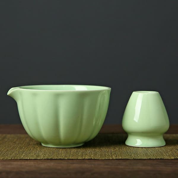 Lollanda Keramiskt Matcha-te, inklusive matchaskål och matchavisp, 5-delars set