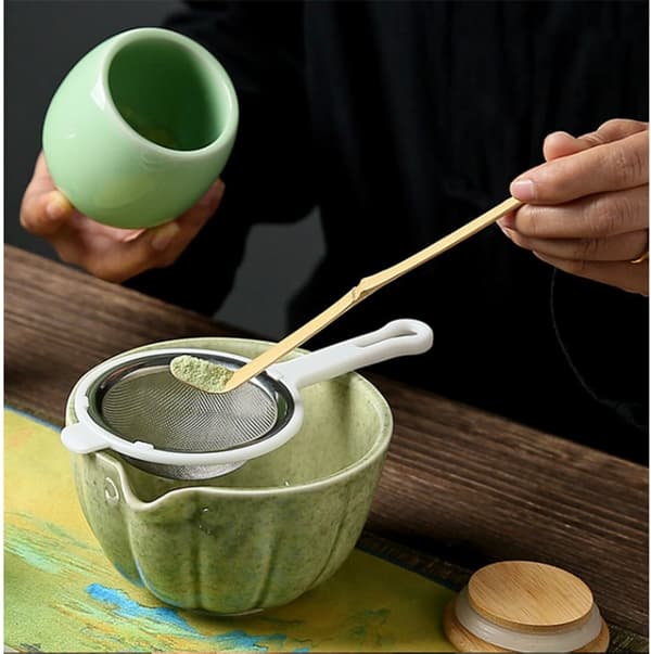 Lollanda Keramiskt Matcha-te, inklusive matchaskål och matchavisp, 5-delars set