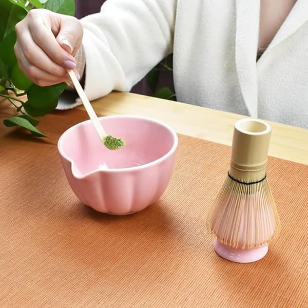 Lollanda Keramiskt Matcha-te, inklusive matchaskål och matchavisp, 5-delars set