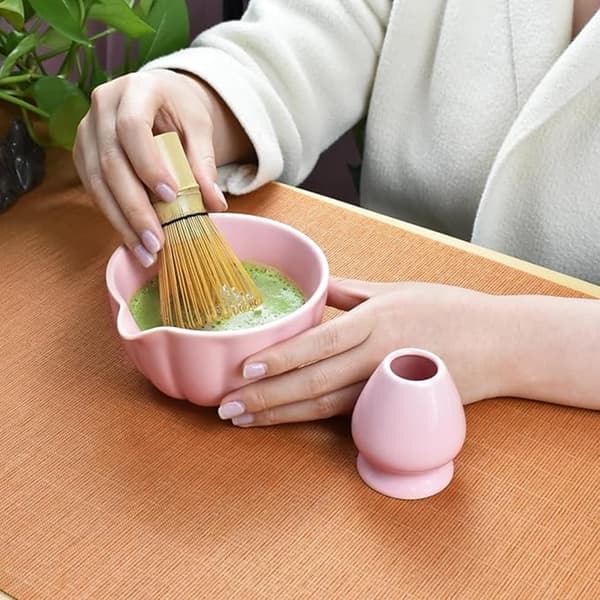 Lollanda Keramiskt Matcha-te, inklusive matchaskål och matchavisp, 5-delars set