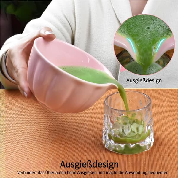 Lollanda Keramiskt Matcha-te, inklusive matchaskål och matchavisp, 5-delars set
