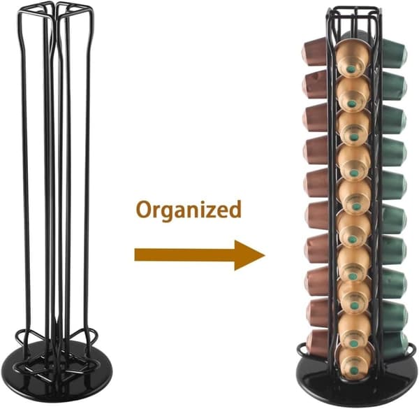 OBOSOE Kaffe Pod Holder Stand kompatibel med Nespresso Original Pods Carousel Opbevaringsrack Kapsler Arranger til 40 Kapsler