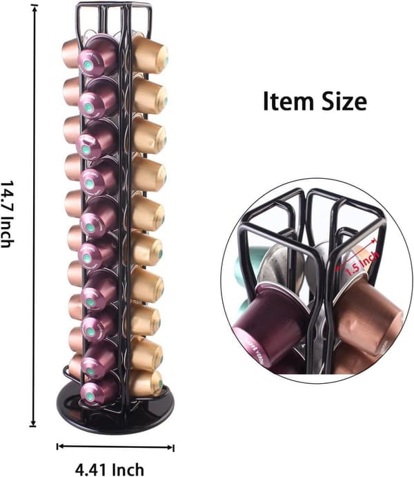 OBOSOE Kaffe Pod Holder Stand kompatibel med Nespresso Original Pods Carousel Opbevaringsrack Kapsler Arranger til 40 Kapsler