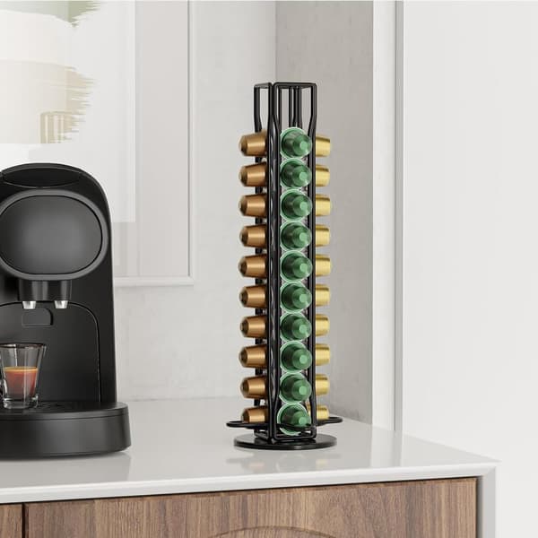 OBOSOE Kaffe Pod Holder Stand kompatibel med Nespresso Original Pods Carousel Opbevaringsrack Kapsler Arranger til 40 Kapsler