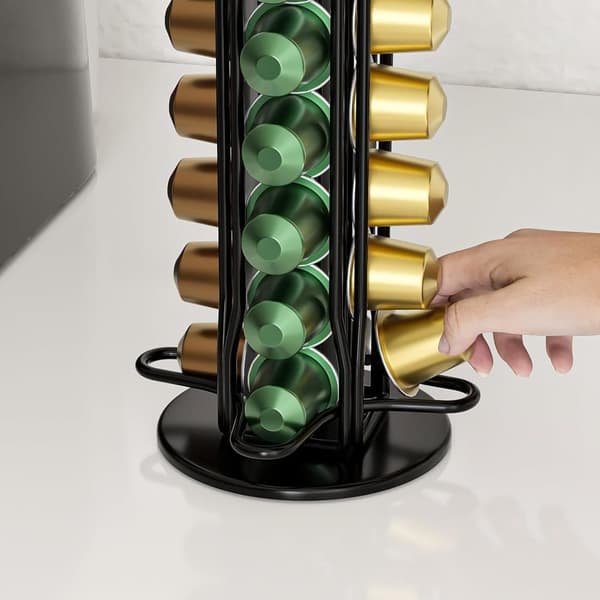 OBOSOE Kaffe Pod Holder Stand kompatibel med Nespresso Original Pods Carousel Opbevaringsrack Kapsler Arranger til 40 Kapsler