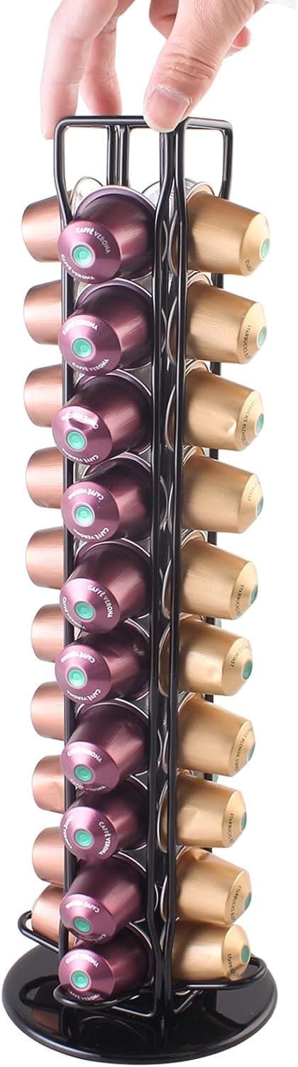 OBOSOE Kaffe Pod Holder Stand kompatibel med Nespresso Original Pods Carousel Opbevaringsrack Kapsler Arranger til 40 Kapsler