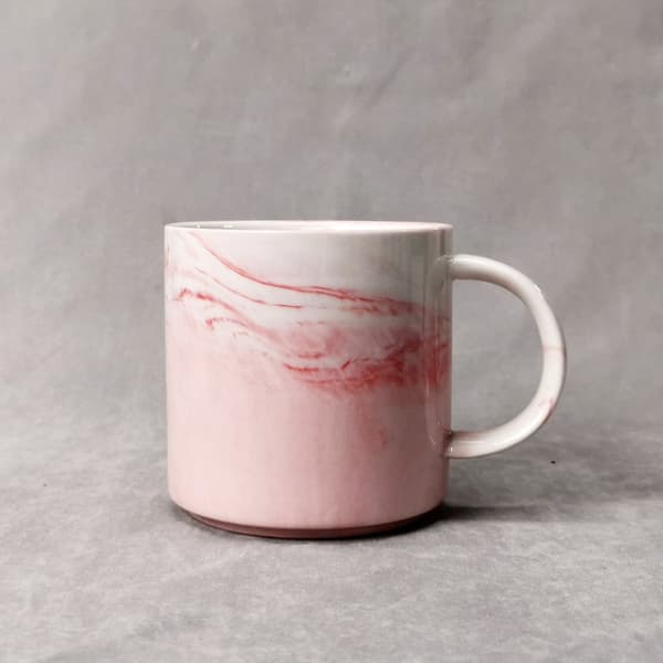 6 stycken porslin mugg 350 ml marmor rosa Dora