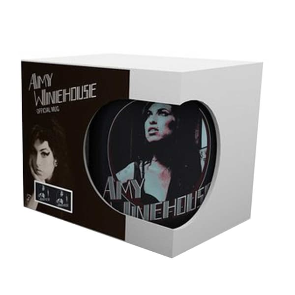 Official Amy Winehouse Mug Retro Badge Portrait Logo Back to Black White 15 x 10 x 9 cm